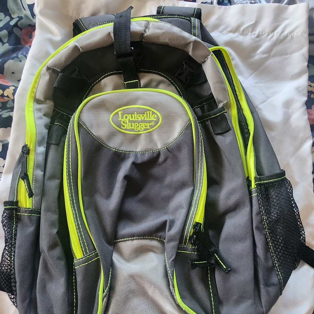 Gray and Neon Green Backpack